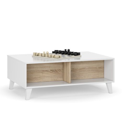 Mesa fija color roble/blanco, mesa cocina, 109 x 67 x 78 cm SILO