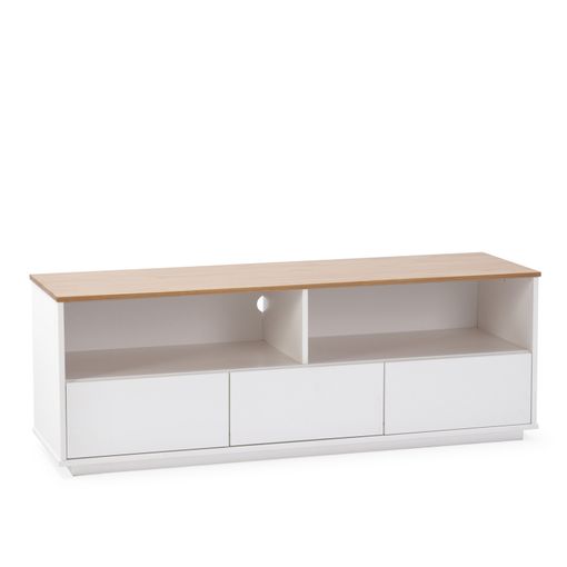 Mueble Tv Bob 3 Cajones 2 Huecos Blanco/roble