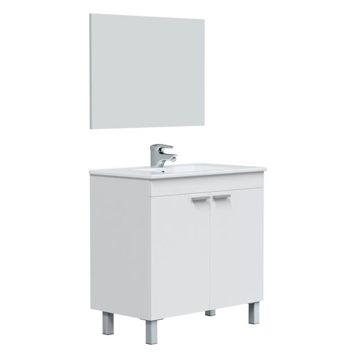 Mueble De Baño Lupe 2 Puertas Con Espejo, Sin Lavabo, Color Blanco Brillo  con Ofertas en Carrefour