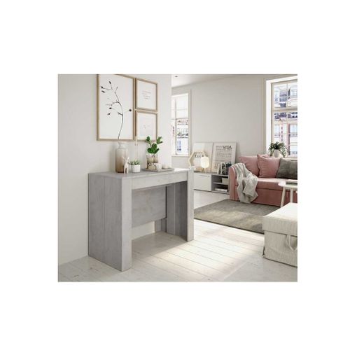 Mesa Escritorio Extensible Plutón Consola Moderna Color Blanco Y Cemento  99x36x88 Cm con Ofertas en Carrefour