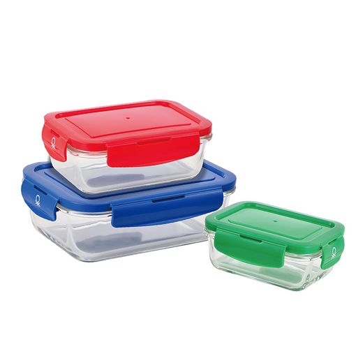 Set 3 Tupper Herméticos De Vidrio Para Comida Taper Comida