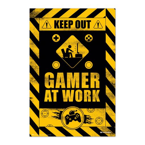 Poster Gamer At Work Gaming Caution Gameration con Ofertas en