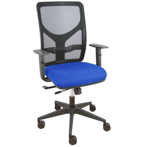 Silla de Oficina Giratoria en Azul y Negro con Ruedas y Respaldo