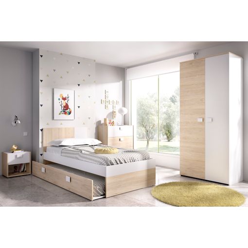 Cama Juvenil Compacta Lanka con Cabezal. Blanco