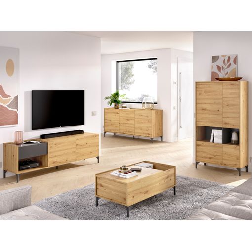 Composición De Salón Mueble Tv + Aparador Alto + Aparador 3p + Mesa De  Centro, Nordic / Grafito – Lund 2 con Ofertas en Carrefour