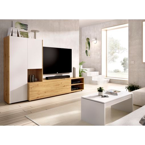 Composición De Salón Mueble Tv Compacto + Mesa De Centro, Nordic / Blanco –  Kei con Ofertas en Carrefour