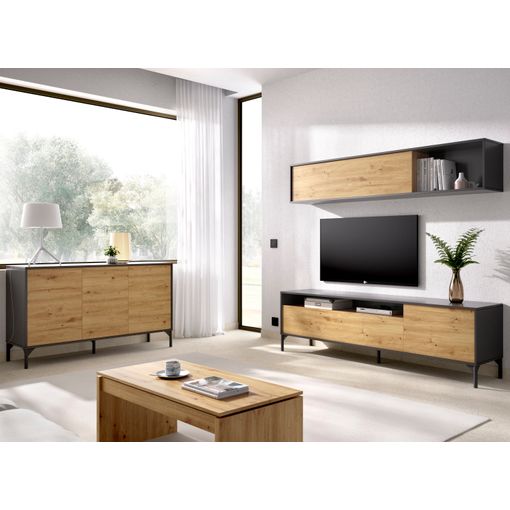 Composición De Salón Mueble Tv + Aparador Alto + Aparador 3p + Mesa De  Centro, Nordic / Grafito – Lund 2 con Ofertas en Carrefour