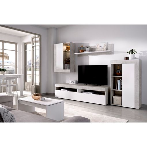 Pack Muebles Salón Comedor Completo Color Blanco Y Roble Estilo Nórdico ( mueble Salón + Mesa Comedor + Mesa Centro) con Ofertas en Carrefour