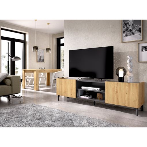 Composición De Salón Mueble Tv Modular + Mesa De Centro + Mesa De Comedor,  Nordic / Blanco - Luka con Ofertas en Carrefour