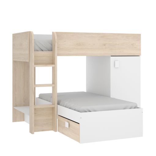 Cama Tren Juvenil Para 2 Niños - Move - 150x255x112 - Natural / Blanco con  Ofertas en Carrefour | Ofertas Carrefour Online