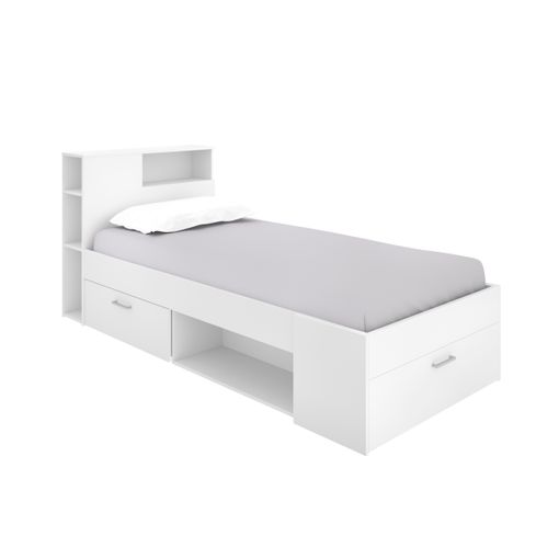 Cama Juvenil Con Mueble Cabecero Y 2 Cajones En Color Blanco Mate  90x190/200 Cm con Ofertas en Carrefour