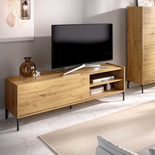 Mueble bajo TV con dos puertas y dos huecos