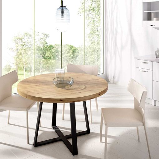 Mesa de comedor Duna redonda extensible nordic/negro Ø110-158x77 cm