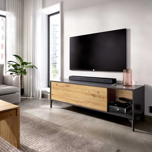 Composición De Salón Con Mueble Tv Bajo + Mesa De Comedor, Grafito/nordic –  Kram con Ofertas en Carrefour