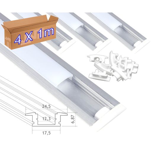 Perfil aluminio empotrable para tira LED 120º