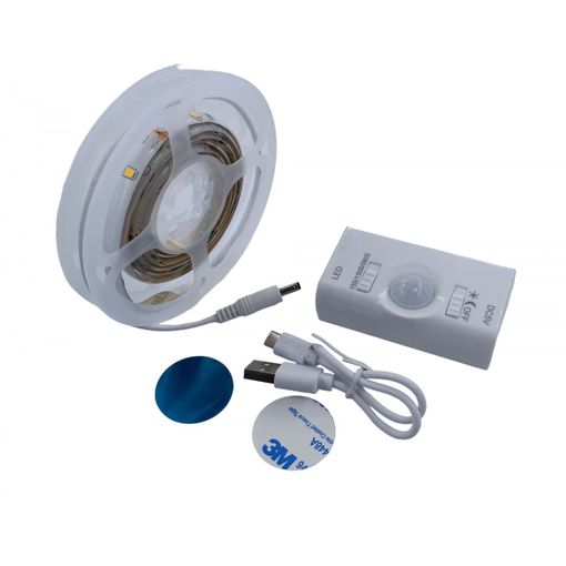 Tira LED 5V de 1m con Sensor 4 pilas AAA Luz Cálida 3000K