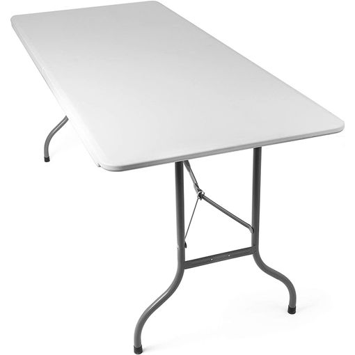 Mesa plegable de 180 cm auxiliar rectangular blanca – Mesa de