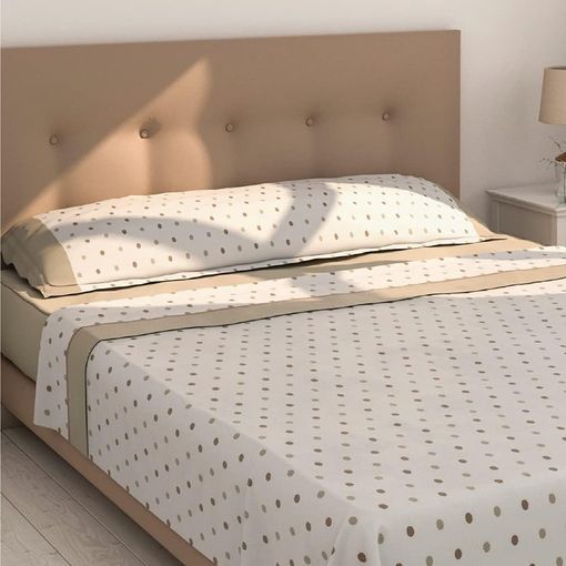 Juego De Sábanas Beige Cama 135x190/200 Cm Don Descanso Maia con