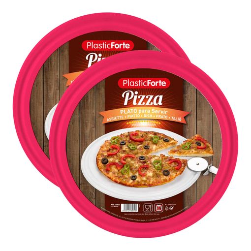 Plastic Forte - Juego De 2 Platos Redondos Para Pizzas Y Tartas De 35 Cm.  Fucsia con Ofertas en Carrefour