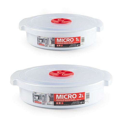 Plastic Forte -set 2 Recipientes Bajos Para Cocinar Al Microondas
