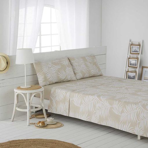 Funda nórdica 100% algodón orgánico beige 240x220 cm cama 150 ORIO