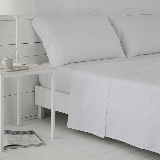 Juego De Sabanas De Saten Algodon Egipcio De 300 Hilos Blanco Cama De 135 X  190/200. 100% Algodon Egipcio Blanco. con Ofertas en Carrefour