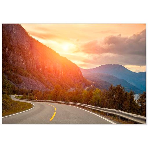 Panorama Lienzo Carretera Al Atardecer 50 X 35 Cm Impreso En