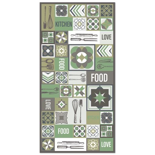 Alfombra Vinílica Cocina Verde 140x200cm Collage Palabras Baldosas con  Ofertas en Carrefour