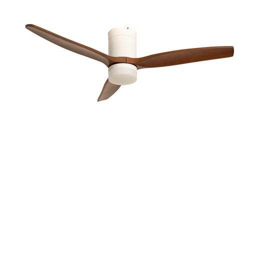 Ventilador De Techo 40w Silencioso Ø132 Cm, Blanco- Madera Oscura