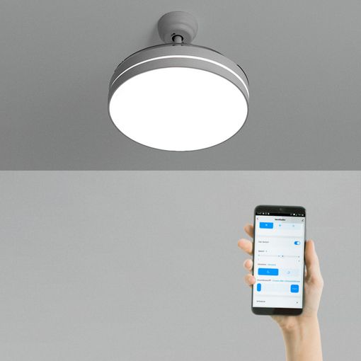 Ventilador De Techo 40w Silencioso Ø107 Cm - Wind Clear - Con Luz Y Con Wifi - Blanco