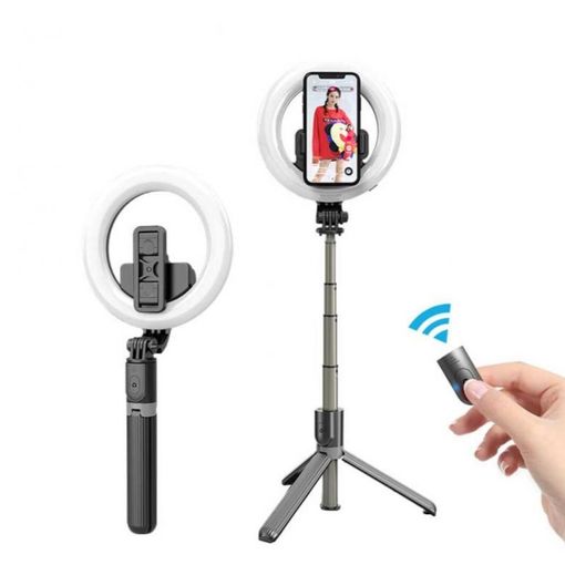 Palo selfie, trípode extensible para selfie stick con control remoto  inalámbrico y soporte para teléfono, trípode portátil para selfie grupal