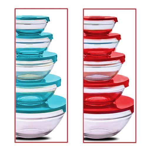 Set 5 Bol Cristal Con Tapa Agd®, Ensaladera Cristal ,cuencos, Tuppers,  Salsas, Aperitivos, Condimentos, Recipientes De Almacenamiento De Vidrio,  Tapa Con Color Aleatorio con Ofertas en Carrefour