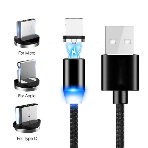 Cable Cargador Magnetico Usb 1 Metro Con 3 Adaptadores Color