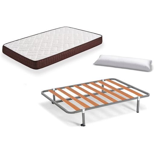 Cama Completa - Colchón Viscobrown Reversible + Somier Basic + 4 Patas +  Almohada Fibra, 90x190 con Ofertas en Carrefour