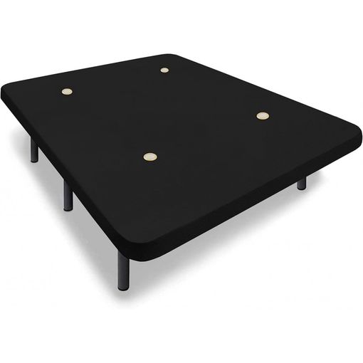 Base Tapizada 150 X 190 Reforzada Con 7 Patas Metálicas Alto 26 Cm, Color Negro + 4 Válvulas De Transpiración.