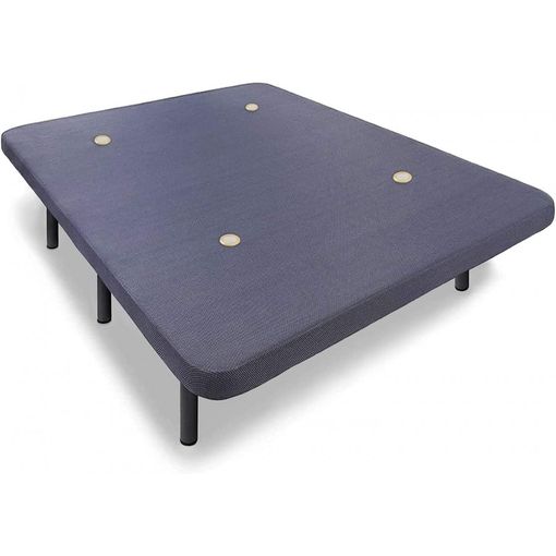 Base Tapizada 135x190 cm con Patas, Transpirable y Resistente con láminas  de Madera, Fácil Montaje, Color Gris.