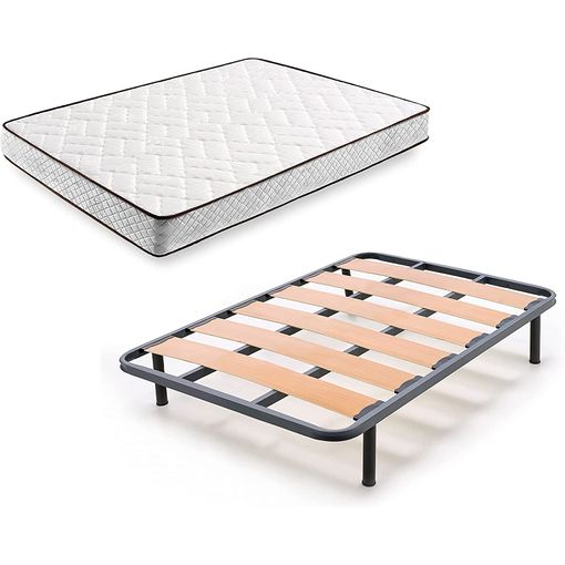 Camas y somieres Cama box spring con colchón cuero sintético crema 120x200  cm - AliExpress