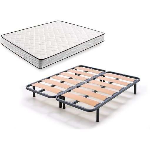 Cama Completa - Colchón Flexitex + Somier Lama Ancha (2 Somieres De 80cm  Con Abrazadera) + 8 Patas De 32cm, 160x180 Cm con Ofertas en Carrefour