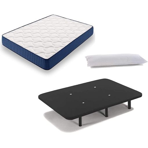 Cama Completa - Colchón Viscoelástico Viscorelax + Base Tapizada 3d Color  Negro + 6 Patas De 26cm + Almohada De Fibra, 135x190 Cm con Ofertas en  Carrefour