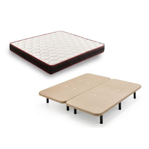 Cama Completa - Base Tapizada Color Beige Con Patas De 32 Cm (2 Bases  Tapizadas De 80 Con Abrazadera) + Colchón Memory Fresh 3d, 160x200 Cm con  Ofertas en Carrefour