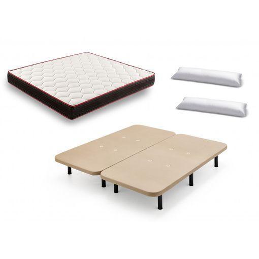 Cama Completa - Somier Basic Con 4 Patas De 26 Cm + Colchón Memory Fresh 3d  + Almohada De Fibra, 120x200 Cm con Ofertas en Carrefour