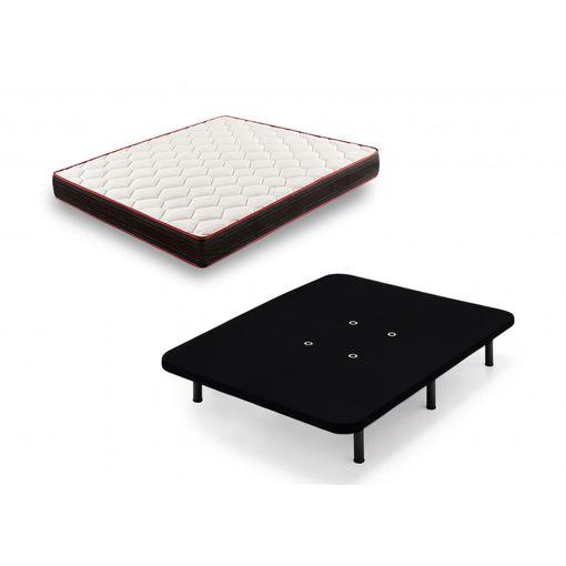 Cama Completa - Base Tapizada Color Negro Con Patas De 26 Cm + Colchón  Memory Fresh 3d, 135x190 Cm con Ofertas en Carrefour