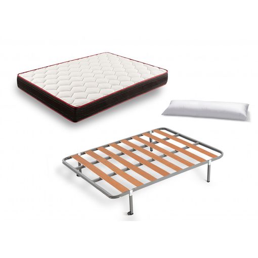 Cama Completa - Somier Basic Con 4 Patas De 26 Cm + Colchón Memory Fresh 3d  + Almohada De Fibra, 120x200 Cm con Ofertas en Carrefour