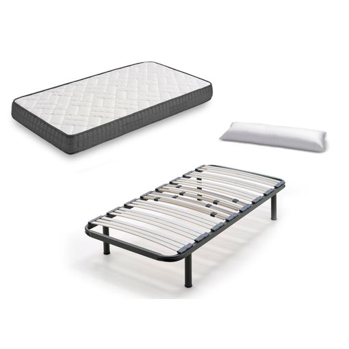 Colchón Viscosoft + Somier Multiláminas + Patas 26cm + Almohada Fibra,  90x190cm con Ofertas en Carrefour