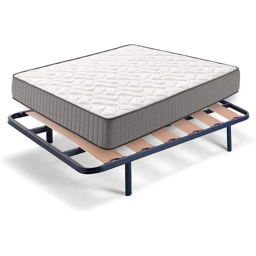 Cama Completa - Colchón Flexitex Con Tejido 3d Y Aloe Vera, Altura 18 Cm +  Somier Lama Ancha Con Patas De 32 Cm + Almohada De Fibra, 90x180 Cm con  Ofertas en Carrefour