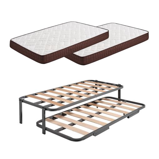 Cama Nido Metálica Reforzada + 2 Colchones Viscoelásticos Viscobrown, 90x180  con Ofertas en Carrefour