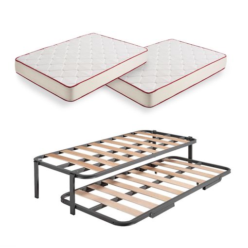 Cama Nido Metálica Reforzada + 2 Colchones Viscoelásticos Viscobrown, 90x180  con Ofertas en Carrefour