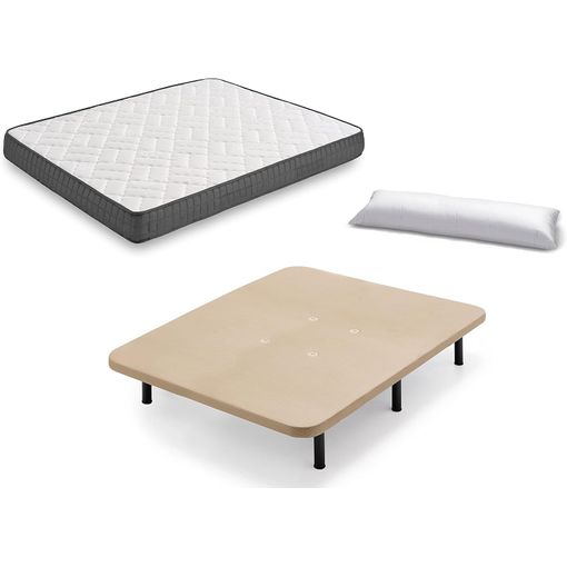 Colchón Viscosoft + Base Beige + 6 Patas 26cm + Almohada Fibra, 150x180cm