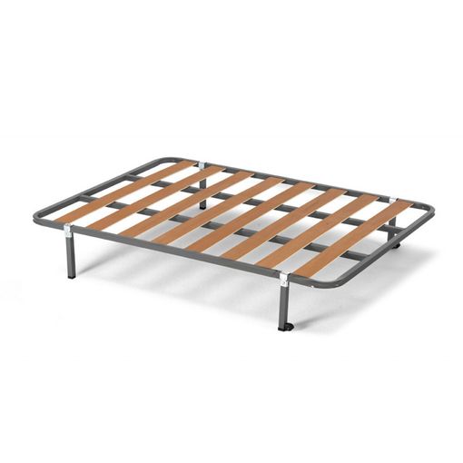 Somier 135x180 Cm Tubo Acerado 30x30 Mm Refuerzo Central Láminas Chopo. Patas Incluidas De 32 Cm.