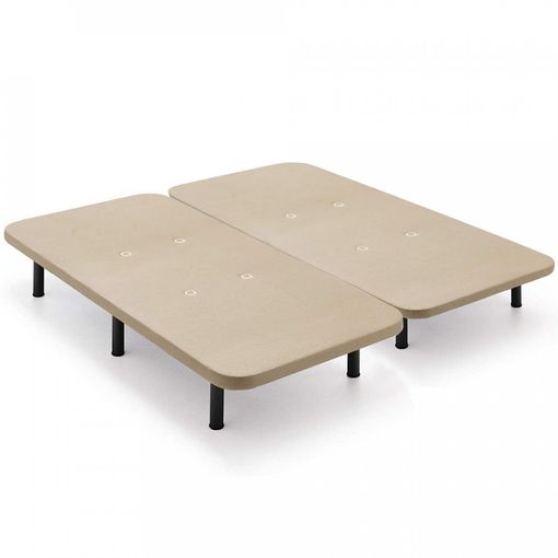 Base Tapizada Con Tejido 3d Color Beige Y Válvulas De Transpiración + 12 Patas Cilíndricas 25 Cm, 180x190 Cm